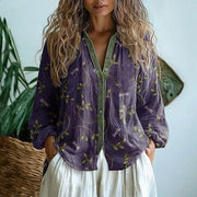 Brianna | Elegant Vintage Leaf Print Shirt